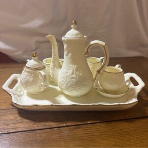 Formalities by Baum Bros. Porcelain Tea Set with Gold Trim Miniature 10 piece